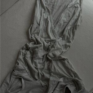 Lightweight Sleeveless alternative V-Neck layered dress light grey futuristic